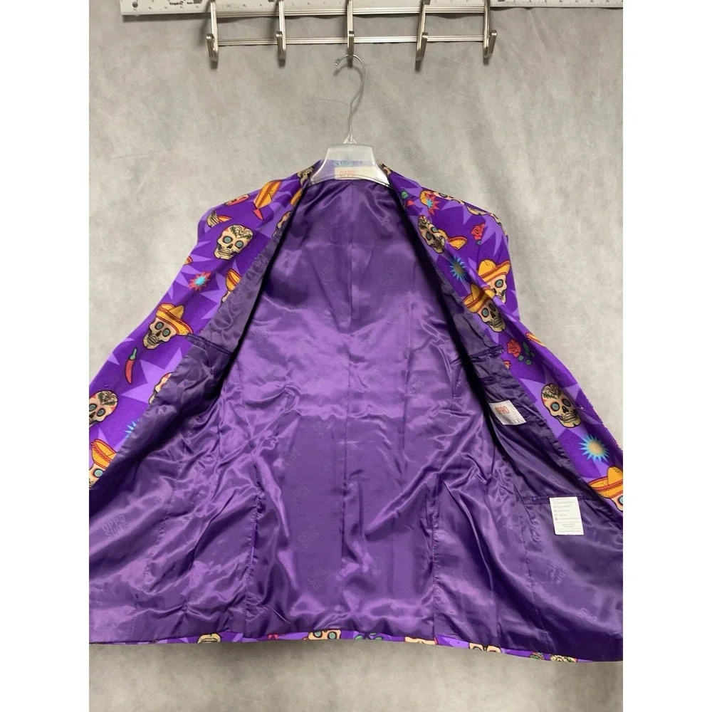 NWOT Oppo Blazer Men 38R Purple Day of the Dead Día De Muertos Halloween Jacket